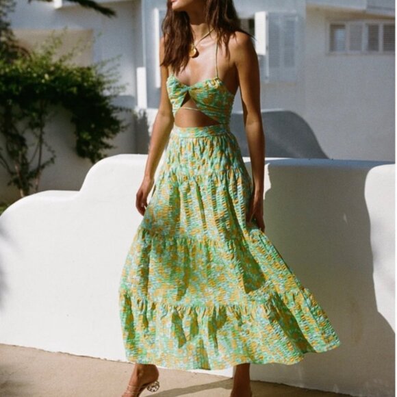 Sabo Skirt Calais Seersucker Floral Print Maxi Dress - Picture 2 of 9